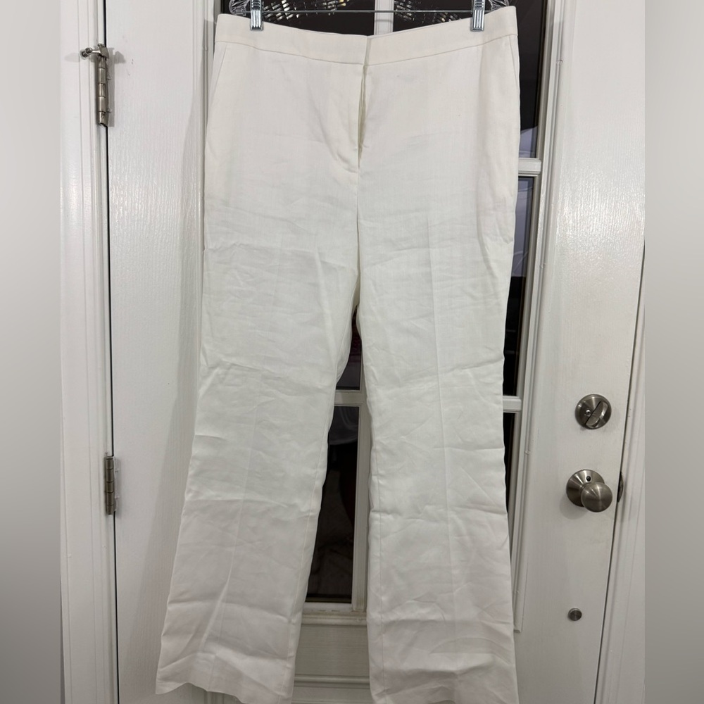 Anne Taylor woman’s The Wide-Leg Pant in Herringbone Linen Blend